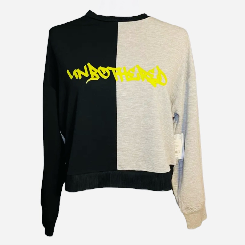 Society 212 Color Block Neon"Unbothered" Crewneck Sweatshirt Size Medium NWT $49